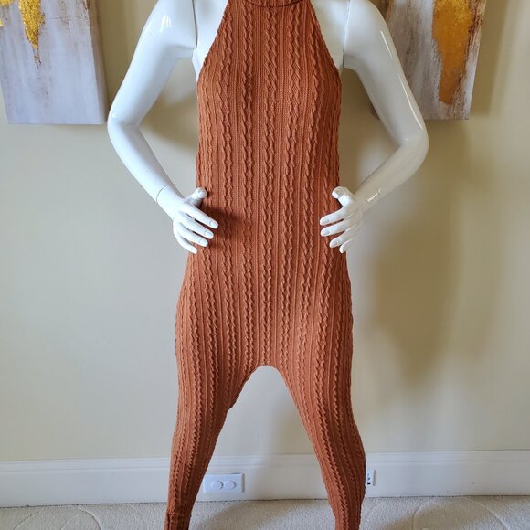 Women's Brown Stretch Knitted Two-Piece Outfit SZ L - Picture 6 of 13